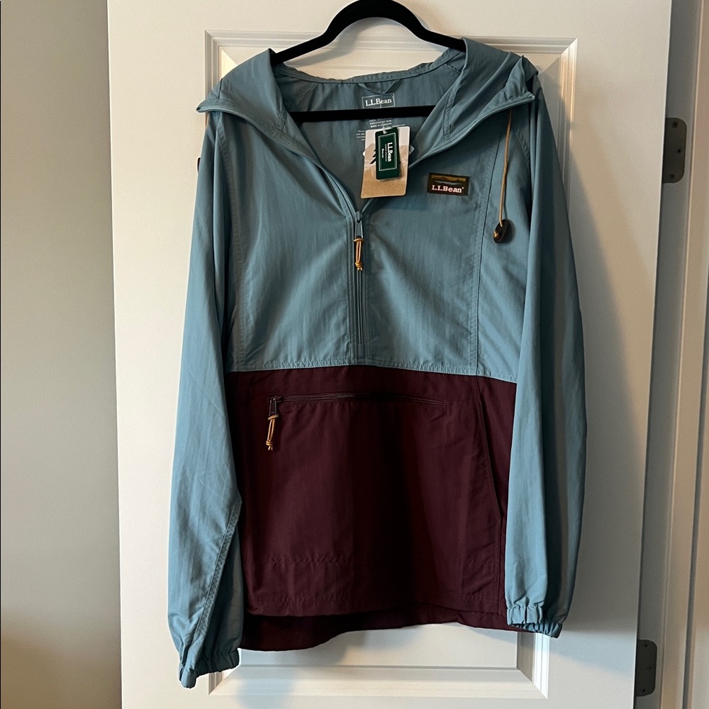 L.L. Bean Light Blue and Burgundy Anorak